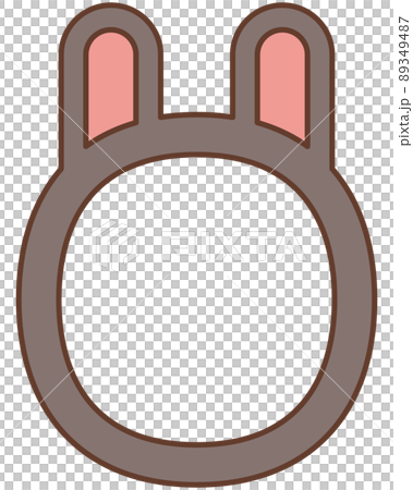 うさぎの顔のフレームのイラスト（線あり）【茶色】 89349487