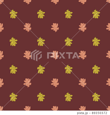 Leaves oak engraved seamless pattern. Retro background botanical with forest foliage in hand drawn style. 89350372
