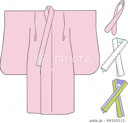 長襦袢 襟芯 半襟 重ね襟ベクターイラスト 七五三7歳女児着付けアイテム のイラスト素材