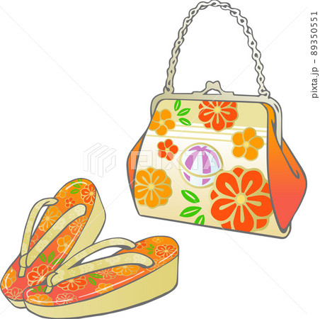 草履バッグベクターイラスト(七五三女児着付けアイテム) 草履バッグベクターイラスト(七五三女児着付けアイテム) 89350551