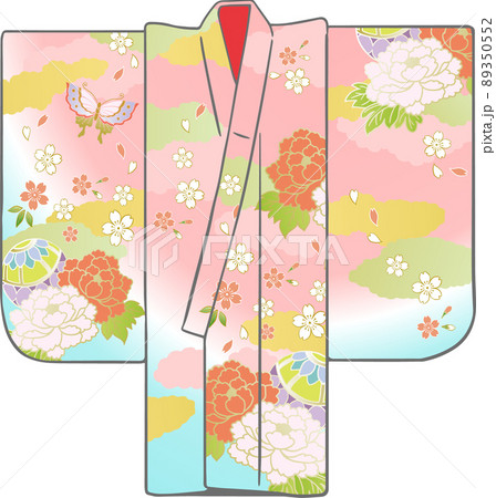 祝い着ベクターイラスト（七五三女児着物） 89350552