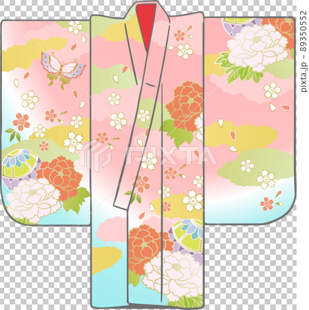 祝い着ベクターイラスト（七五三女児着物） 89350552