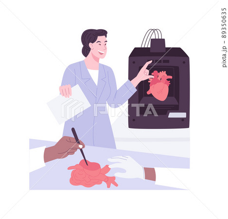 3D printed anatomical model isolated cartoon vector illustrations. 89350635