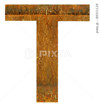 Cracked rusty coarse letter isolated on white background. Cracked rusty coarse letter isolated on white background. 89351129