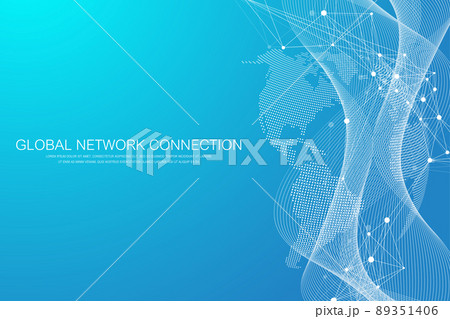 Global network connection concept. Social network communication in the global business. Big data visualization. Internet technology. Vector illustration. Global network connection concept. Social network communication in the global business. Big data visualization. Internet technology. Vector illustration. 89351406
