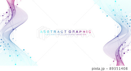 Geometric abstract background with connected lines and dots. Connectivity flow point. Molecule and communication background. Graphic connection background for your design. Vector illustration. 89351408