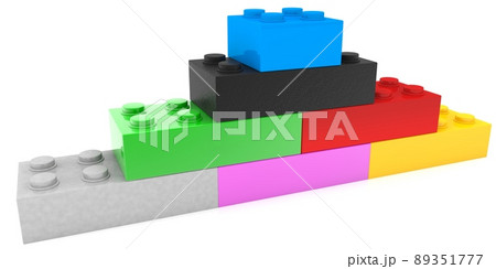 Pyramid of different colored toy blocks on white Pyramid of different colored toy blocks on white 89351777