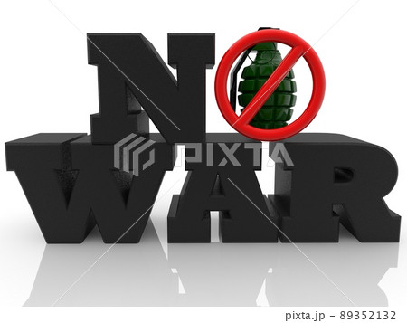 NO WAR concept with green hand grenade and red prohibition sign 89352132