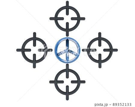 A symbol of peace in the colors of the sky surrounded on all sides by sniper sights 89352133