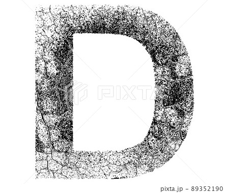 Decorative letter with cracked surface texture isolated on white background. Decorative letter with cracked surface texture isolated on white background. 89352190