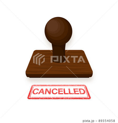 Grunge textured. Banner with red cancelled stamp on transparent background. Red background 89354058