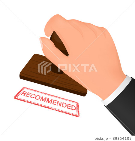 Red recommended stamp isolated on white background. Vector icon. Price tag. Red recommended stamp isolated on white background. Vector icon. Price tag. 89354105