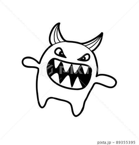 Vector cute cartoon monsters set. Collection of funny doodle characters with speech bubbles hi, hey, be happy Vector cute cartoon monsters set. Collection of funny doodle characters with speech bubbles hi, hey, be happy 89355395