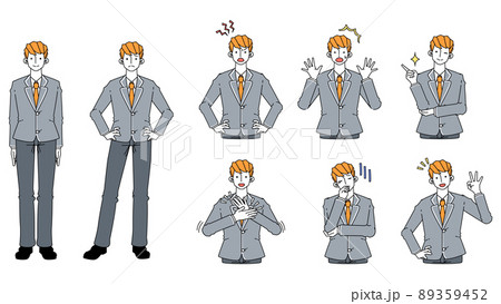 制服を着た男子学生の様々な表情のセット 89359452