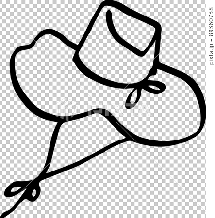 麦わら帽子の手書き線画イラストのベクター素材(背景透過) 89360738
