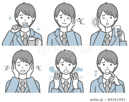 口の中に異常があるスーツの若い男性 89361091