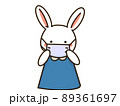 マスクをしているうさぎの女の子 89361697
