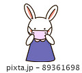 マスクをしているうさぎの女の子 89361698