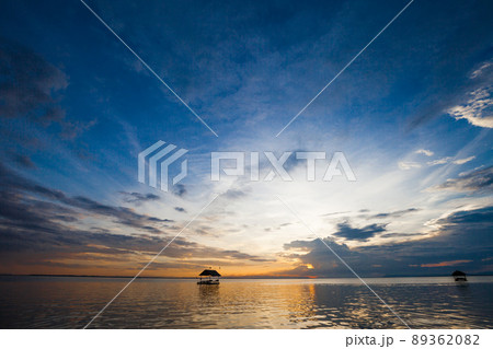 Pontoon floating in the water Pontoon floating in the water 89362082