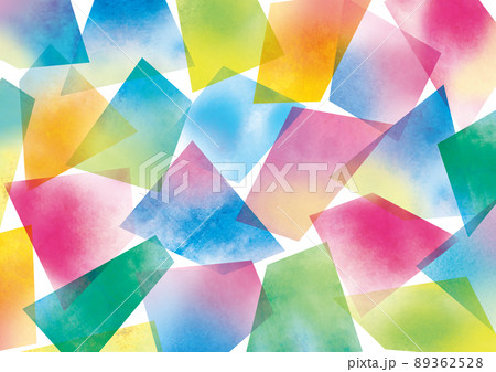 水彩 抽象画 虹色の絵 幾何学図形 アブストラクト-
