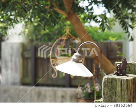 オリーブの木がある玄関【ハンギングしたペチュニア】 89362664