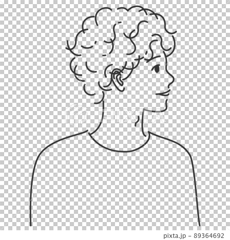 背景が透過した線画の男の子の横顔_5 89364692