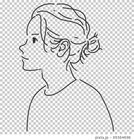 背景が透過した線画の男の子の横顔_3 89364696