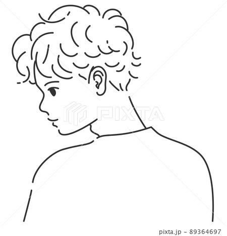 Profile of a boy with a line drawing with a... - Stock Illustration  [89364697] - PIXTA