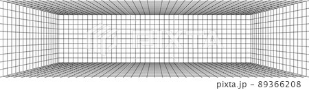 3D digital one point perspective grid room 89366208