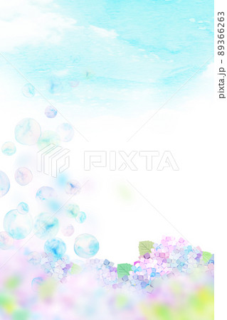 紫陽花 シャボン 水彩 背景素材のイラスト素材