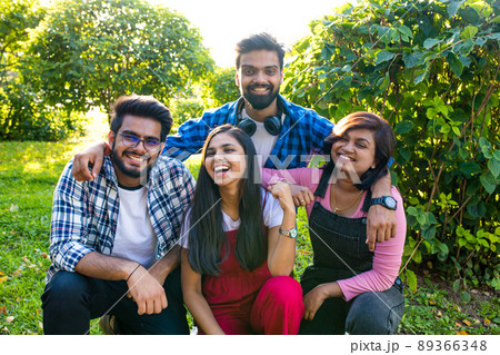 infian best friends spending time together outdoors in spring park 89366348