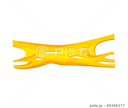 Flowing melted cheese. Vector cartoon background of hot cheddar, parmesan or holland cheesy with holes isolated on white background.  89366377