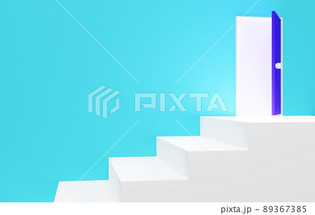 3D素材_シンプルな階段と扉 89367385