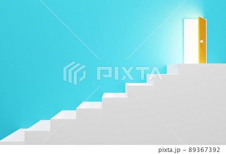 3D素材_シンプルな階段と扉 89367392