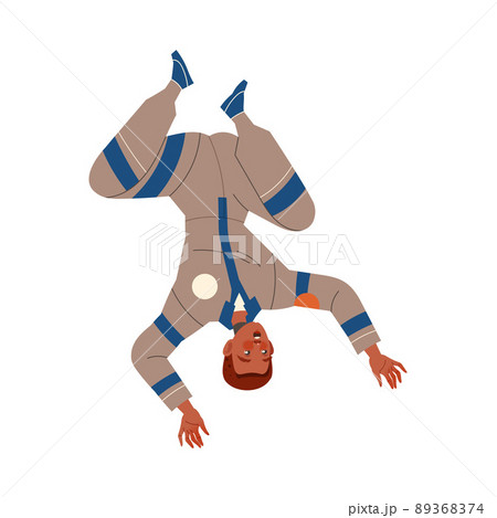 Man Astronaut Character in Space Flying Upside Down in the Air Vector Illustration 89368374