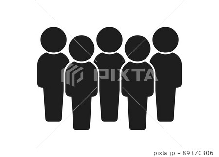 立っている5人の人のアイコン・ピクトグラム - チーム・集団のイメージ素材 89370306