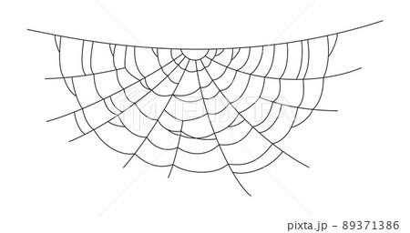 Scary spider web. Black cobweb silhouette isolated on white background. Doodle spideweb. Hand drawn cob web for Halloween party. Vector illustration Scary spider web. Black cobweb silhouette isolated on white background. Doodle spideweb. Hand drawn cob web for Halloween party. Vector illustration 89371386