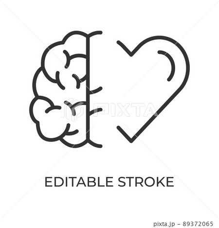 Brain heart balance. The struggle of emotions and rational thinking. Vector illustration. Editable stroke linear icon. Brain heart balance. The struggle of emotions and rational thinking. Vector illustration. Editable stroke linear icon. 89372065