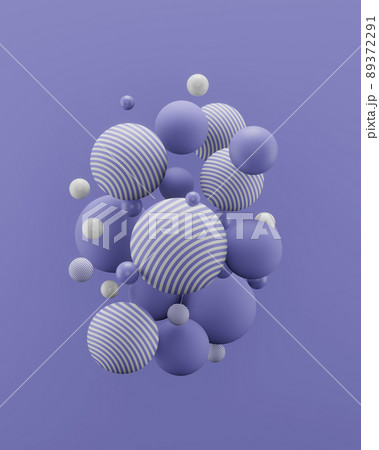 3d render of floating purple sphere, monochrome image, trendy color of the year 89372291