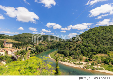 Full of forests and cultivated fields Tarn valley with river 89372844