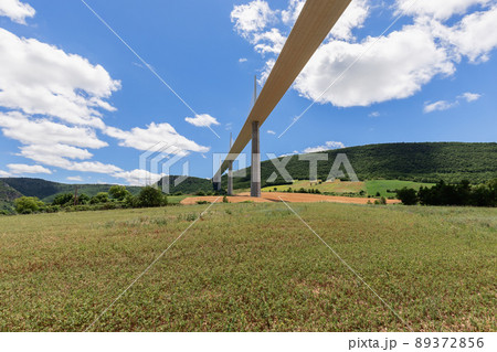 Green and yellow cultivated fields, neighboring green forests and meadows on the hills 89372856