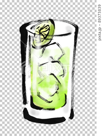 Hand-painted Japanese-style illustration of lime chuhai Hand-painted Japanese-style illustration of lime chuhai 89373839
