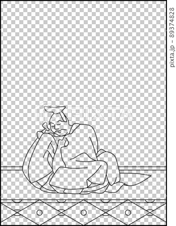 Line drawing Hyakunin Isshu No.005 89374828