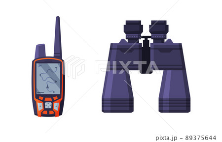 Binoculars and Walkie Talkie as Hunting Accessory Vector Set Binoculars and Walkie Talkie as Hunting Accessory Vector Set 89375644