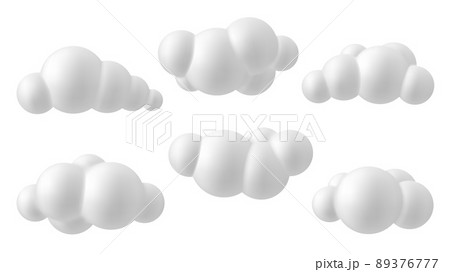 Set of white 3d clouds. Soft round fluffy clouds Set of white 3d clouds. Soft round fluffy clouds 89376777