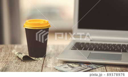 A business person's home desk before going to work on a weekday A business person's home desk before going to work on a weekday 89378976
