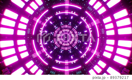 Cyberpunk Neon Light Tunnel Entrance 89379217
