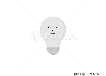 困った顔の光っていない暗い豆電球 - 電源オフ・考え中・停電のイメージ素材 困った顔の光っていない暗い豆電球 - 電源オフ・考え中・停電のイメージ素材 89379790