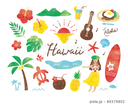 ハワイ色々水彩画 89379802
