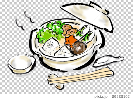 鍋物セット手描き和風イラスト　一人鍋 89380102